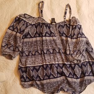 Torrid off the shoulder blouse-blue & white print